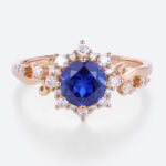 Lab Made Sapphire Rings Lab Diamond Halo Engagement Ring