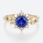 Lab Made Sapphire Rings Lab Diamond Halo Engagement Ring