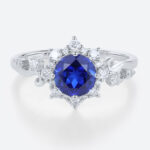Lab Made Sapphire Rings Lab Diamond Halo Engagement Ring