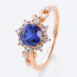 Lab Made Sapphire Rings Lab Diamond Halo Engagement Ring