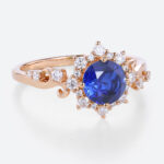 Lab Made Sapphire Rings Lab Diamond Halo Engagement Ring