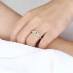 0.5ct Lab Green Diamond Ring Oval Cut Fancy Green Leaf-Inspired 4-Prong Engagement Ring in Rose Gold