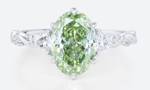 1.5ct-Fancy-Green-VS+-Oval-Cut-Lab-Grown-Green-Diamond-Interlaced-Pavé-6-Claw-Prong-Engagement-Ring-(1) 1.5ct Oval Lab Green Diamond Ring Twisted Pavé 6 Claw Prong Engagement Ring in White Gold