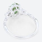 1.5ct Oval Lab Green Diamond Ring Twisted Pavé 6 Claw Prong Engagement Ring in White Gold