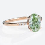 1.5ct Oval Lab Green Diamonds​ Ring Pavé 4-Prong Engagement Ring in Rose Gold