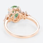 1.5ct Lab Fancy Green Diamond Ring Petal-Inspired 4 Double Claw Bridal Ring in Rose Gold