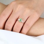 1.5ct Lab Fancy Green Diamond Ring Petal-Inspired 4 Double Claw Bridal Ring in Rose Gold