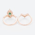 1.5ct Lab Green Diamond Ring Set Pear Cut Fancy Green Crown Design 4-Prong Bridal Ring Set in Rose Gold