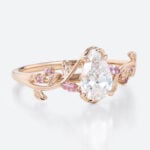 Rose Gold Pear Cut Lab Grown Diamond Ring 1ct Vine Bypass Engagement Ring