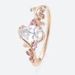 Rose Gold Pear Cut Lab Grown Diamond Ring 1ct Vine Bypass Engagement Ring