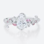 White Gold Pear Cut Lab Grown Diamond Ring 1ct Vine Bypass Engagement Ring