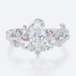 1ct Pear Cut Lab Grown Diamond Ring Set Vine & Twig Bridal Ring in White Gold