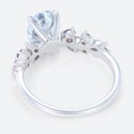 1ct Blue Diamond Ring​ Oval Fancy Blue Floral Cluster 4-Prong Engagement Ring in White Gold