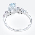 1ct Blue Diamond Ring​ Oval Fancy Blue Floral Cluster 4-Prong Engagement Ring in White Gold