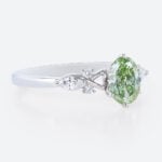1ct Oval Green Diamond​ Ring Cluster Fancy Lab Green Diamond 6-Prong Engagement Ring in White Gold