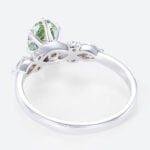 1ct Oval Green Diamond​ Ring Cluster Fancy Lab Green Diamond 6-Prong Engagement Ring in White Gold