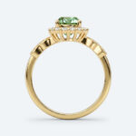1ct Fancy Green VS+ Oval Cut Lab Grown Green Diamond Halo Milgrain 4-Prong Engagement Ring in Yellow Gold (4)