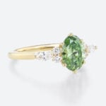 1ct Fancy Green Oval Lab Green Diamond Ring Modern 6-Prong Engagement Ring in Yellow Gold