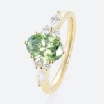 1ct Fancy Green Oval Lab Green Diamond Ring Modern 6-Prong Engagement Ring in Yellow Gold