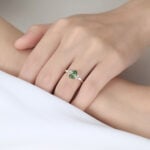 1ct Fancy Green Oval Lab Green Diamond Ring Modern 6-Prong Engagement Ring in Yellow Gold