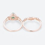 1ct Lab Green Diamond Ring Set Pear Cut Fancy Green Luxurious 4-Prong Bridal Ring Set in Rose Gold