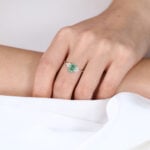 1ct Pear Shaped Lab Green Diamonds Ring Cluster 6-Prong Engagement Ring in Yellow Gold