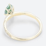 1ct Interlaced Lab Green Diamond Ring Pear Shaped Fancy Green Pavé Diamond Engagement Ring in Yellow Gold