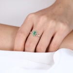 1ct Lab Green Diamond​ Ring Pear Cut Modern 6-Prong Engagement Rings in Rose Gold