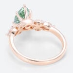 1ct Lab Green Diamond​ Ring Pear Cut Modern 6-Prong Engagement Rings in Rose Gold