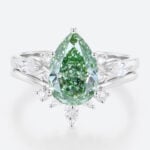 2ct Lab Green Diamond Ring Set Pear Cut Fancy GreenDiamond 6-Prong Bridal Ring Set in White Gold