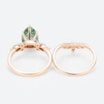 2ct Lab Green Diamond Ring Set Pear Cut Fancy GreenDiamond 6-Prong Bridal Ring Set in Rose Gold