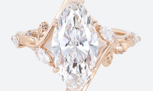 3ct Lab Diamond Ring Marquise Cut Bypass Vine 6 Claw Prong Engagement Ring in Rose Gold