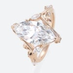 3ct Lab Diamond Ring Marquise Cut Bypass Vine 6 Claw Prong Engagement Ring in Rose Gold
