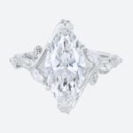 3ct Lab Diamond Ring Marquise Cut Bypass Vine 6 Claw Prong Engagement Ring in White Gold