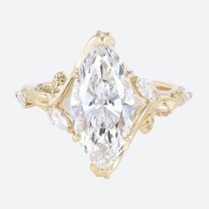 3ct Lab Diamond Ring Marquise Cut Bypass Vine 6 Claw Prong Engagement Ring in Yellow Gold