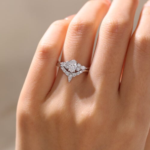 0.5ct Colorless VS+ Marquise Cut Lab Grown Diamond Petite 4-Prong Engagement Ring Set in White Gold