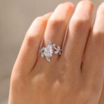 1 Carat Lab Diamond Engagement Ring Pear Shaped 6-Prong Rings in White Gold