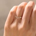 Yellow Gold / Rose Gold Stacking Ring 0.1ct Lab Diamond Curved Wedding Bands