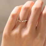 Marquise & Round Cut Lab Grown Diamonds Open Wedding Band Botanical Bridal Ring