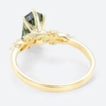 1.4ct Elongated Hexagon Cut Modern Green Sapphire Engagement Ring in Yellow Gold
