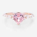 Heart Cut Pink Sapphire Ring​ 1.7ct Simple Band Engagement Rings in Rose Gold