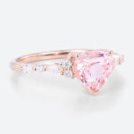 Heart Cut Pink Sapphire Ring​ 1.7ct Simple Band Engagement Rings in Rose Gold