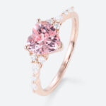 Heart Cut Pink Sapphire Ring​ 1.7ct Simple Band Engagement Rings in Rose Gold