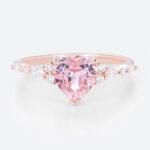 Heart Cut Pink Sapphire Ring​ 1.7ct Simple Band Engagement Rings in Rose Gold