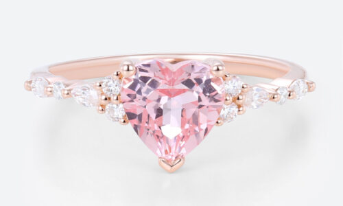 Heart Cut Pink Sapphire Ring​ 1.7ct Simple Band Engagement Rings in Rose Gold