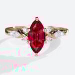 Marquise Cut Lab Ruby Ring 1ct Cluster Elegant Engagement Ring in Rose Gold