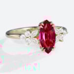 Yellow Gold 1ct Lab Grown Ruby Ring Marquise Cut Floral-Inspired Design