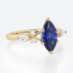 Marquise Cut Lab Sapphire Cluster Engagement Ring with Modern Touches (5)
