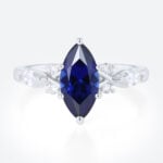 Marquise Cut Lab Sapphire Rings 1ct Cluster Engagement Ring with Modern Touches in White Gold
