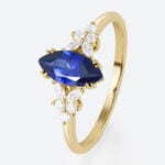 1CT Lab Grown Sapphire​ Ring Marquise Cut Floral-Inspired Design